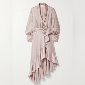 Zimmermann Asymmetric Silk Midi Wrap Dress